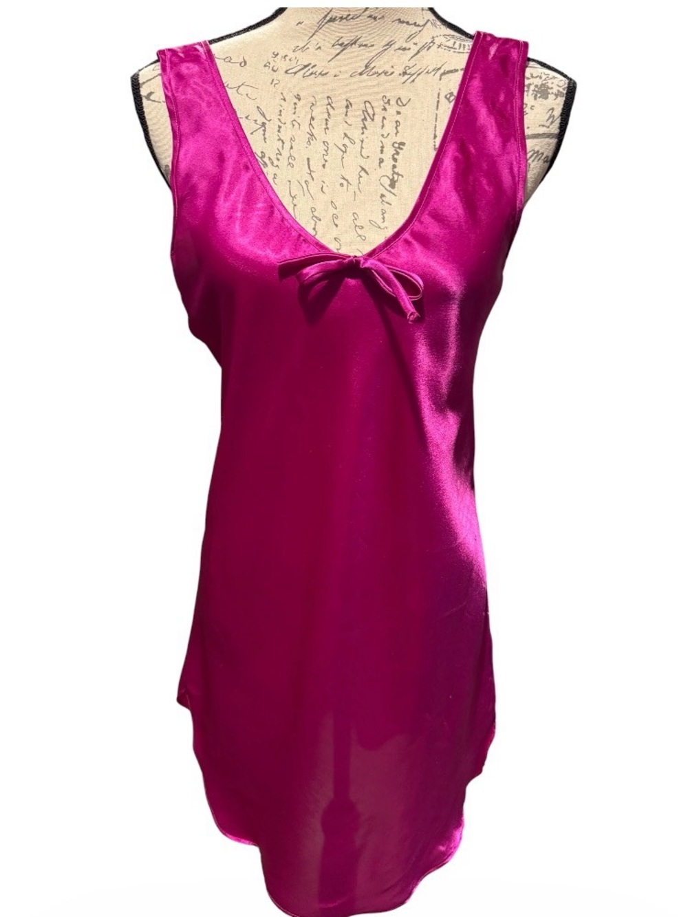 Movie Star vintage fuchsia satin slip dress chemise nightgown size small